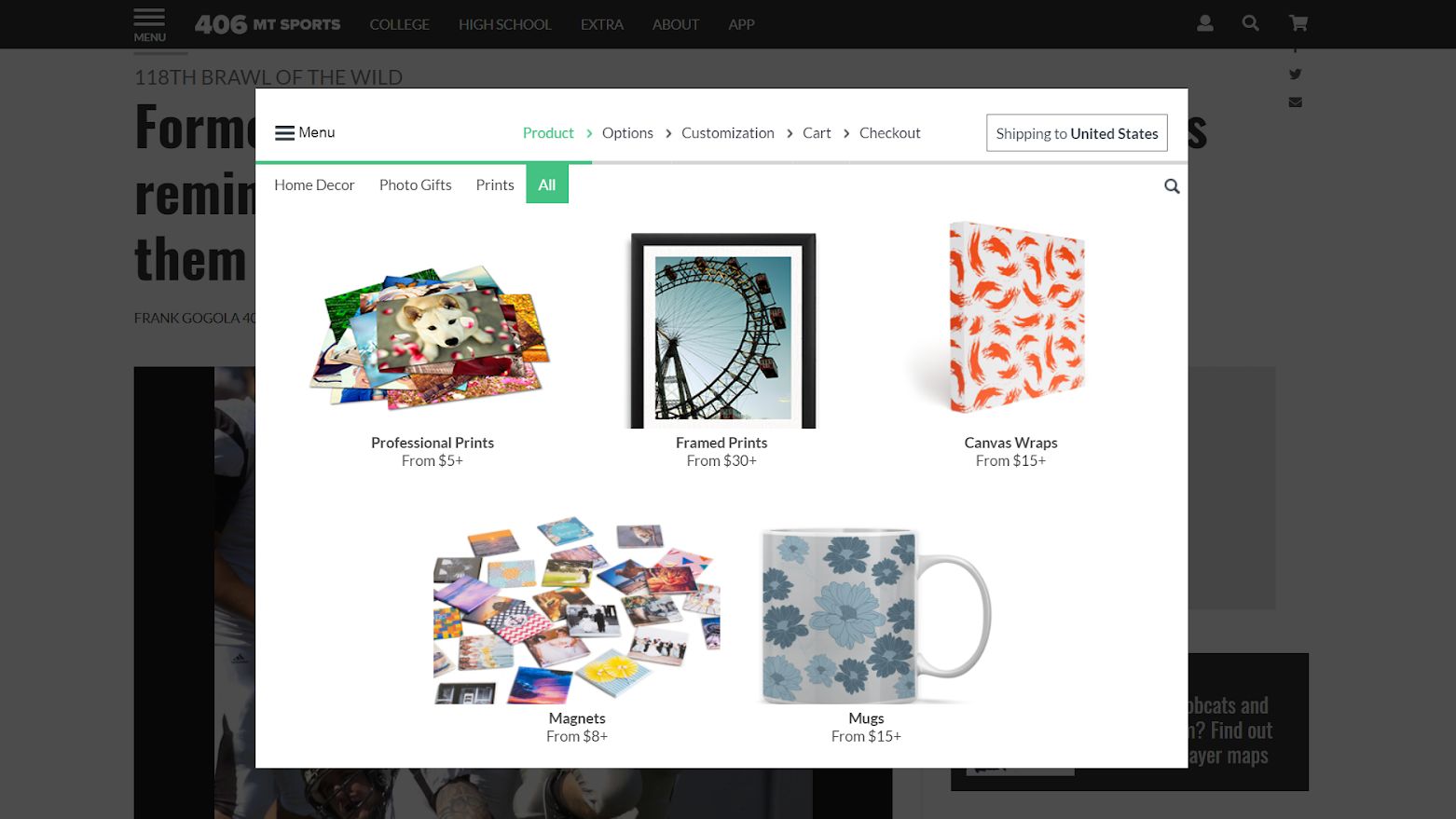 Photo Sales shopping cart